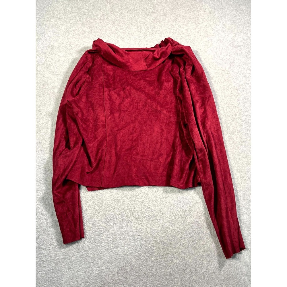 BLANKNYC Moto Jacket Womens XL Red Stretch Cowl Neck Asymmetric Zip Casual - Picture 8 of 8